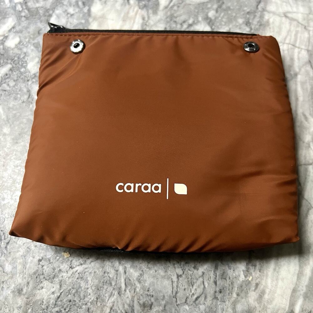 Caraa Travel Pouch Free People Movement Caramel Brown Lightweight Nylon Mesh Zip